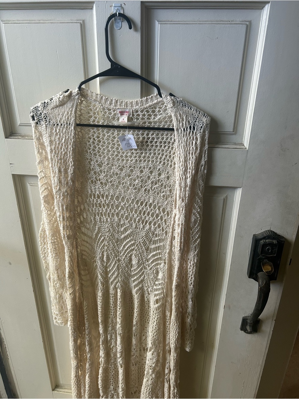 Mossimo Supply Co. Cream Crochet Open-Front Duster Cardigan